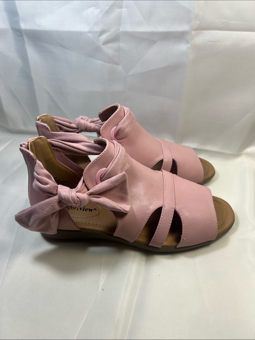comfortview Pink Bow-Tie Open-Toe Sandals